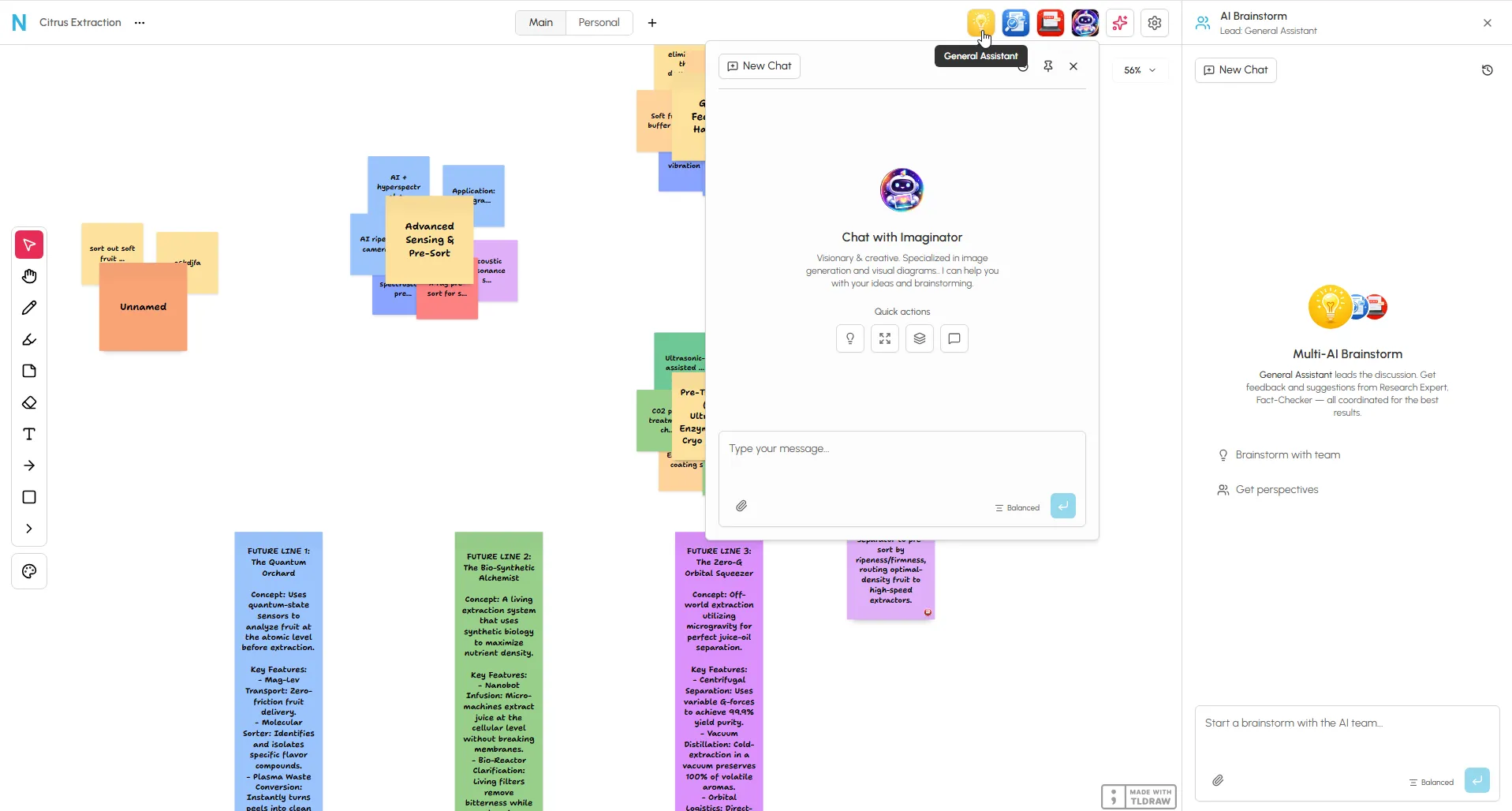 Innovation Fabric: live AI brainstorm session